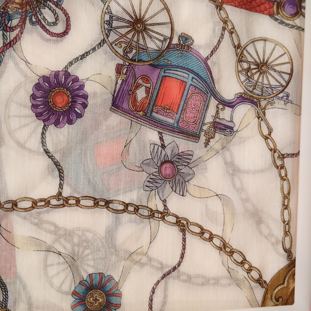 Celine vintage handkerchief with a chain and carriage print In Original Box - Picture 5 of 14
